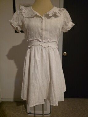 Ank Rouge Japanese Brand/Lolita Cotton Eyelet Sailor Collar Mini Dress